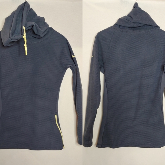 Nike Funnel Neck Fleece Pullover Side Zipper Blue Gray Yellow 508217-437 Small S - Picture 1 of 11
